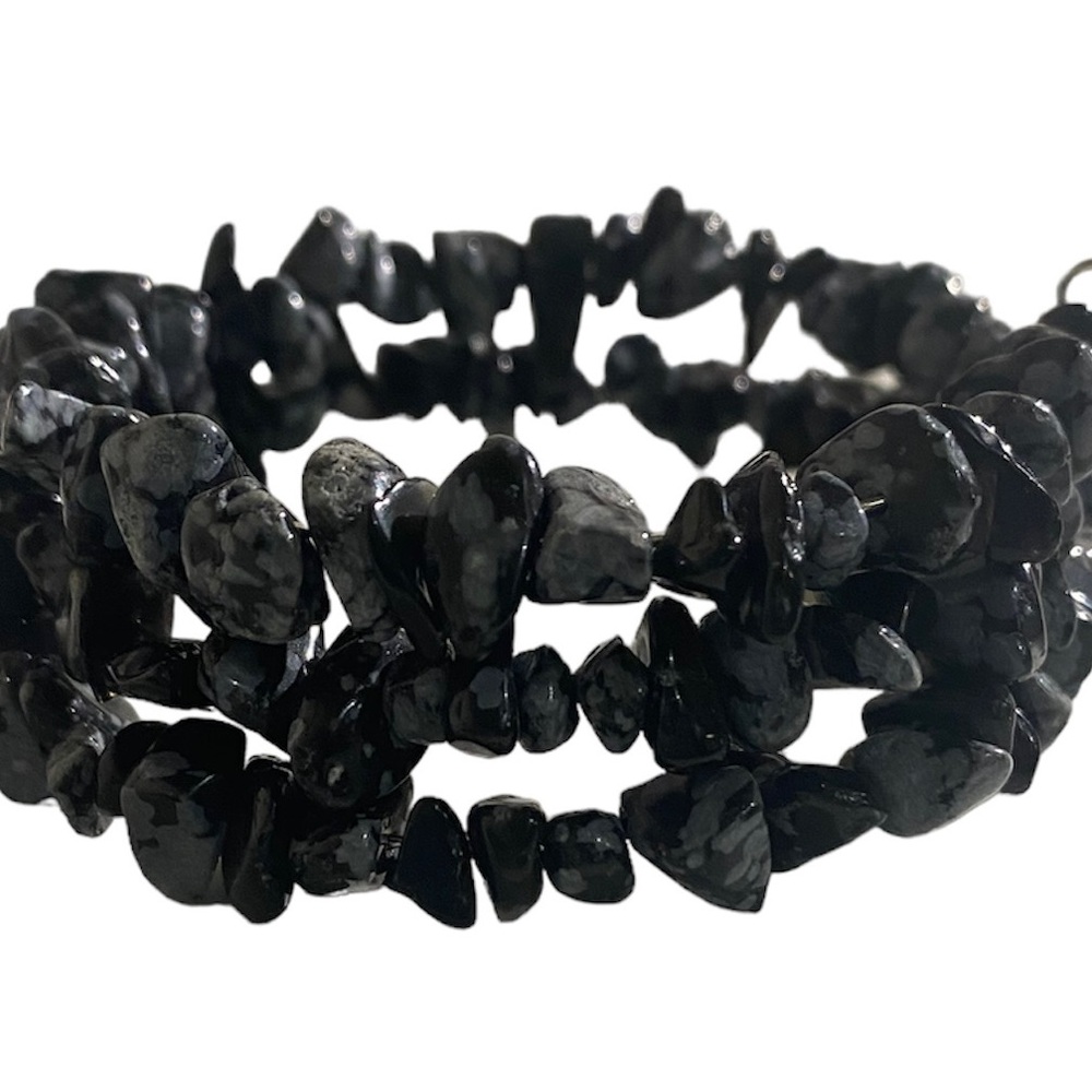 Handcrafted Snowflake, Obsidian, Wrap Bracelet. - image 1